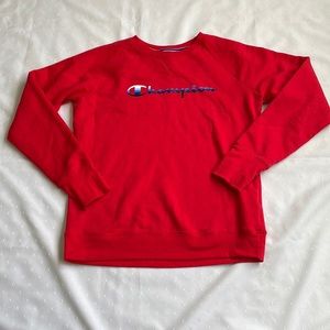 Red Champion Graphic Crewneck Sweatshirt